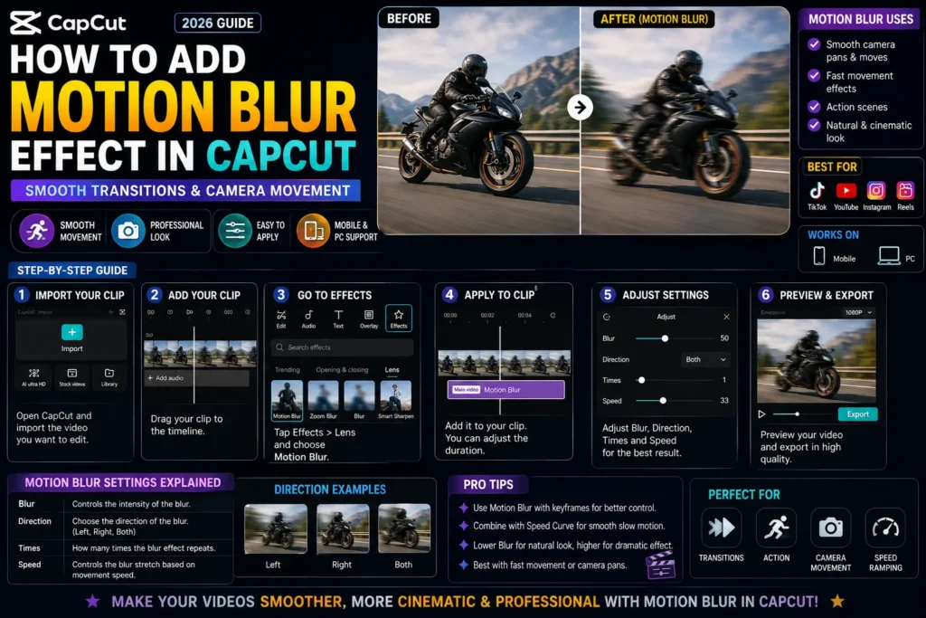 🎥 How to Add Motion Blur Effect in CapCut (Smooth Transitions & Camera Movement) 1 Motion Blur Effect in CapCut