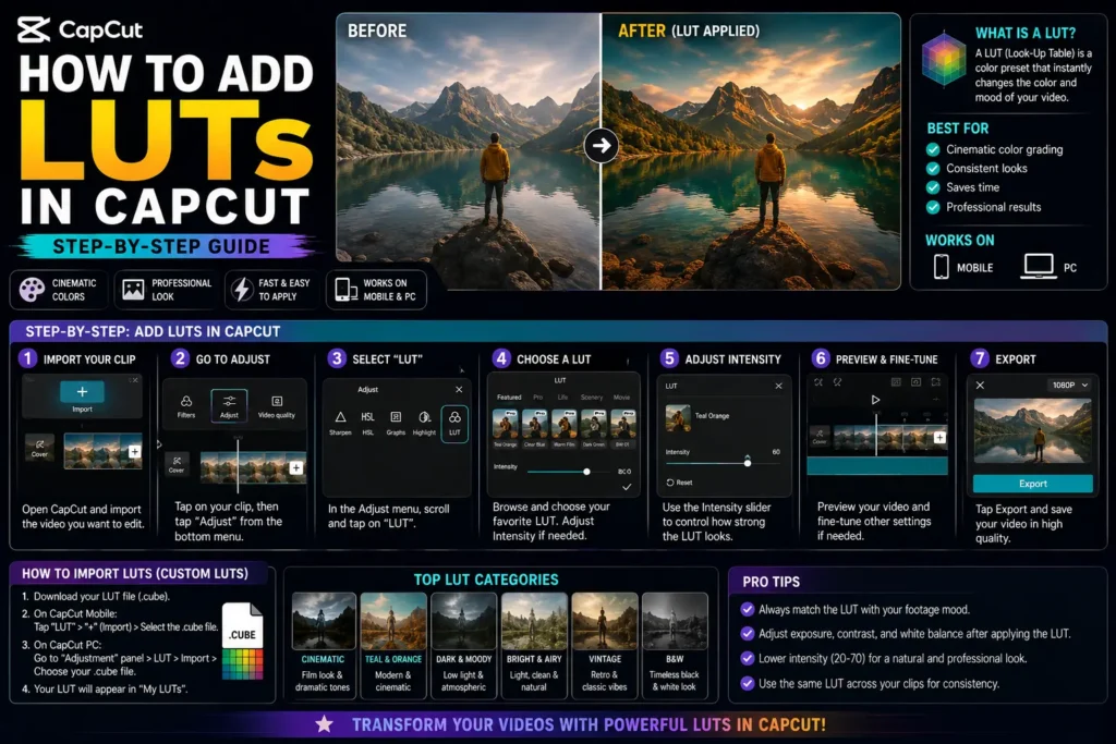 How to Add LUTs in CapCut: Step-by-Step Guide 1 Add LUTs in CapCut