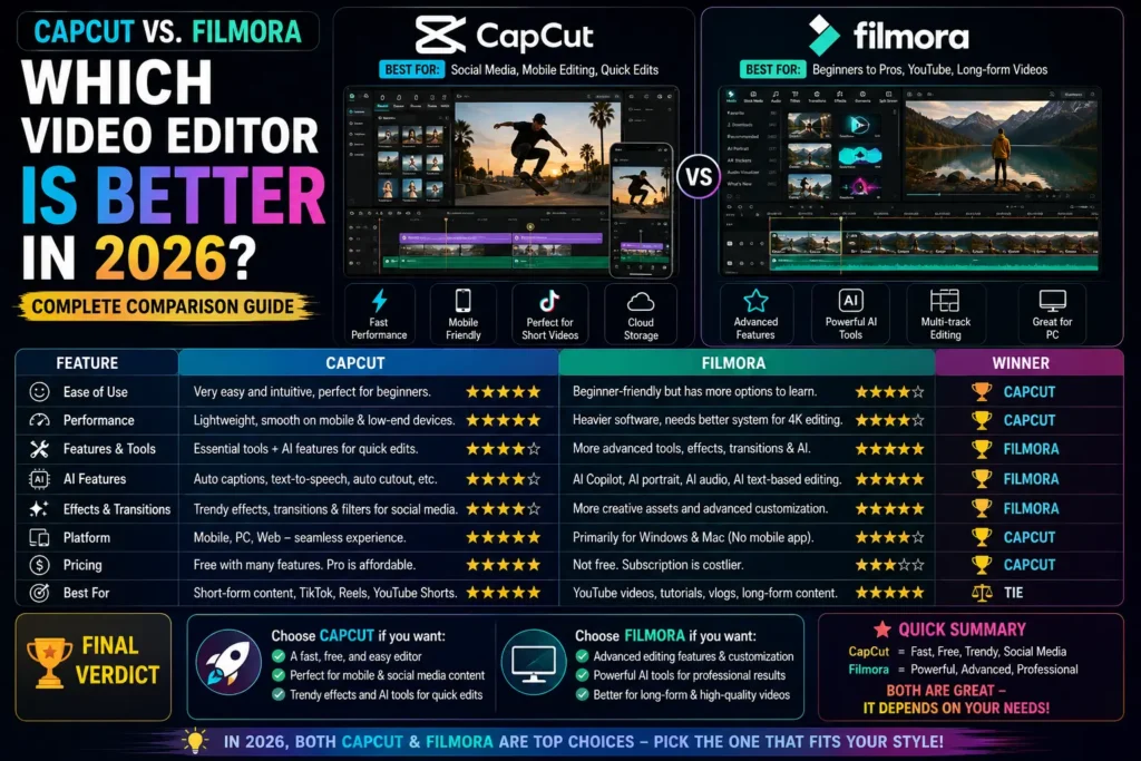 CapCut vs. Filmora: Which Video Editor Is Better in 2026? 1 CapCut vs. Filmora