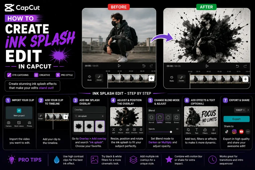 How to Create Ink Splash Edit in CapCut (Step-by-Step Guide) 1 Ink Splash Edit in CapCut