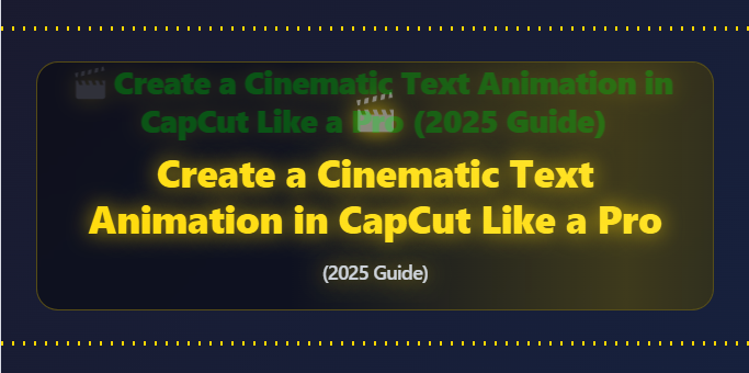 🎥 How to Use Speed Ramp & Velocity Curve in CapCut for Cinematic Slow-Motion and Fast-Paced Edits 1 Create a Cinematic Text Animation in CapCut Like a Pro