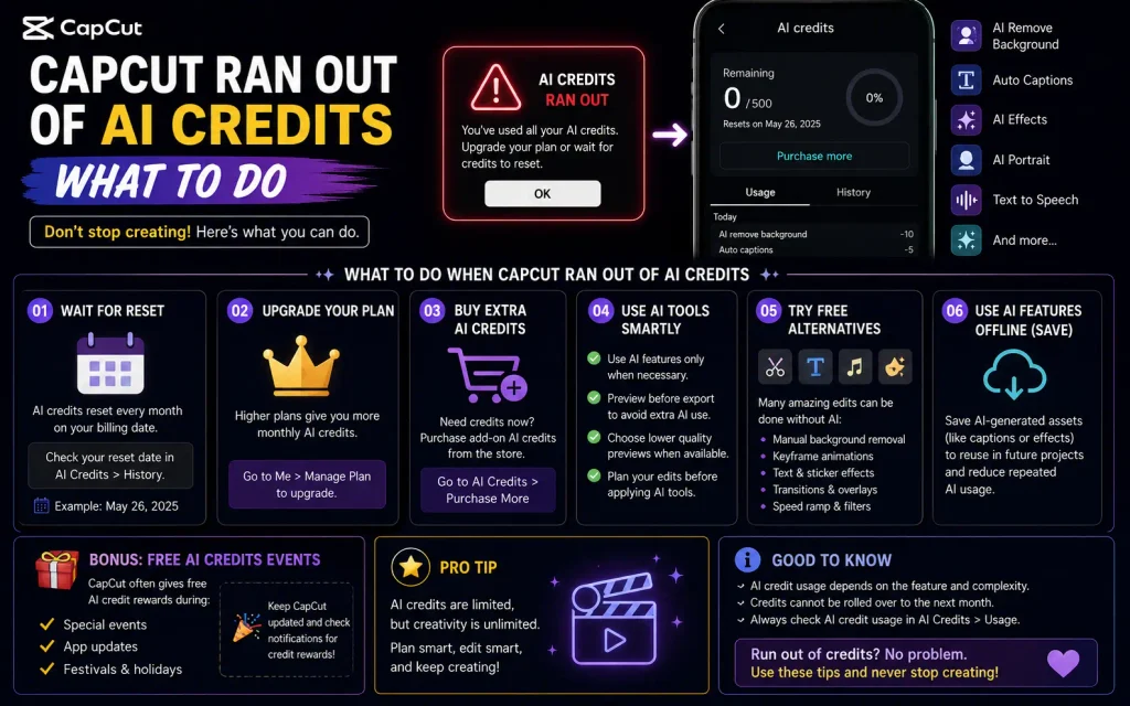 CapCut Ran Out of AI Credits — What to Do 1 CapCut Ran Out of AI Credits