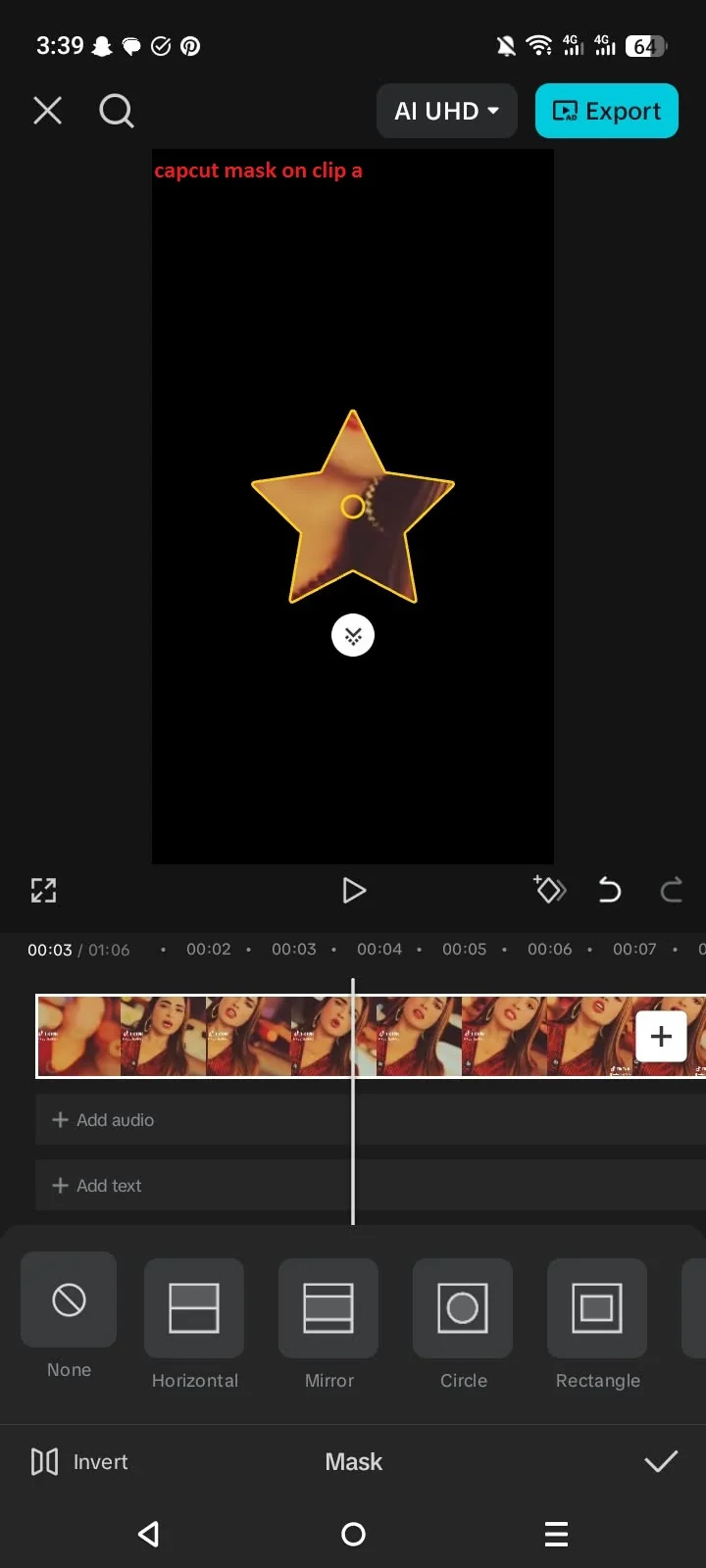 How to Create a Drop Transition in CapCut (Complete 2026 Guide) 7 Mask applied to a clip for the drop transition effect