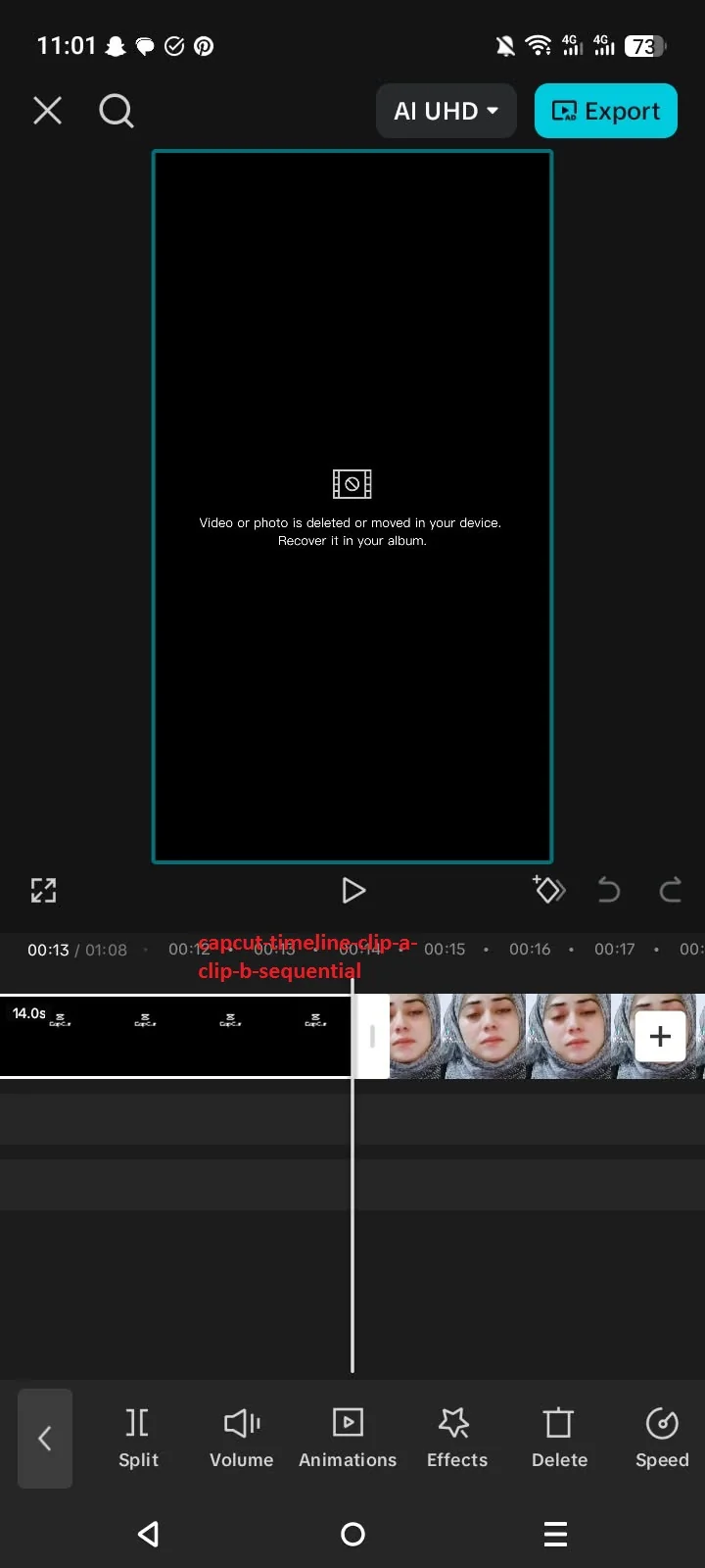 How to Create a Drop Transition in CapCut (Complete 2026 Guide) 2 CapCut timeline with Clip A and Clip B placed sequentially